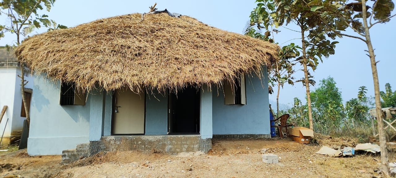 Thatched roof cottage exterior